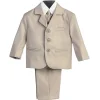 Lito Children's Wear Lito – Terno cáqui masculino de 3 botões e 5 peças com camisa, colete e gravata Outlet