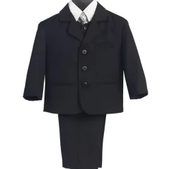 Lito Children's Wear Lito - terno masculino de 3 botões de 5 peças com camisa, colete e gravata (preto) Clearance