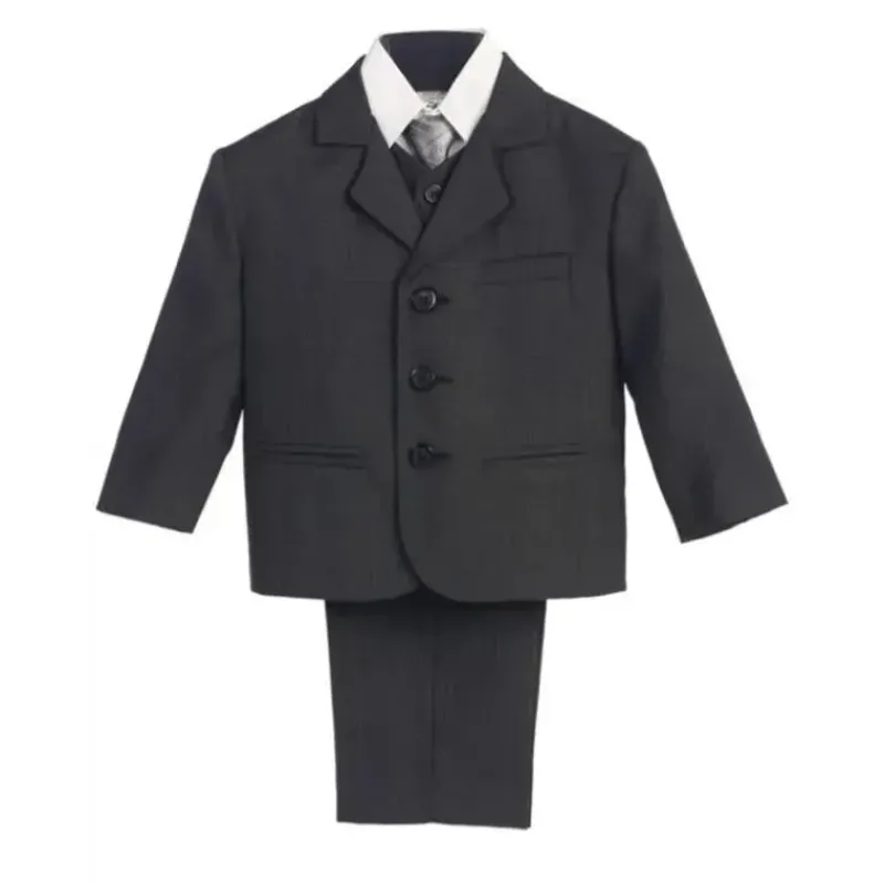 lito__terno_masculino_de__SKUlJVUAD5A_0.webp Lito Children's Wear Lito - Terno masculino de 3 botões e 5 peças cinza escuro com camisa, colete e gravata Hot