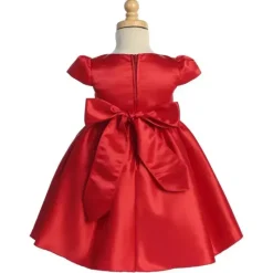 Lito Children's Wear Lito - Vestido de cetim para bebê menina com detalhes em miçangas e strass, vermelho Natal, 12-18 meses Fashion