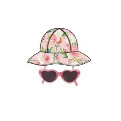 Little Me - 2 peças de chapéu de menina e conjunto de óculos de sol de coração floral, 0/12M Discount