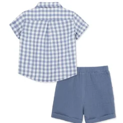 Little Me - Baby Boy Check Short Set, Blue Hot