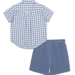 Little Me - Baby Boy Check Woven Short Set, Blue Outlet