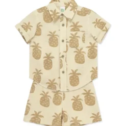 Little Me - Baby Boy Pineapple Woven Short Set, Tan New