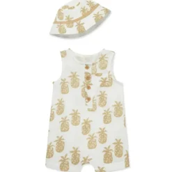 Little Me - Baby Boy Pineapple Romper Hat, Tan Outlet