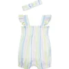 Little Me - Baby Girl Candy Stripe Bubble, Multicolor Fashion