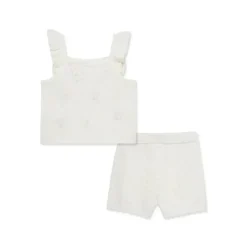 Little Me - Baby Girl Cherry Pointelle Knit Set, Ivory Outlet