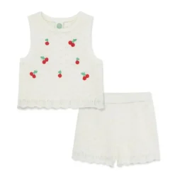 Little Me - Baby Girl Cherry Pointelle Set, Ivory Fashion