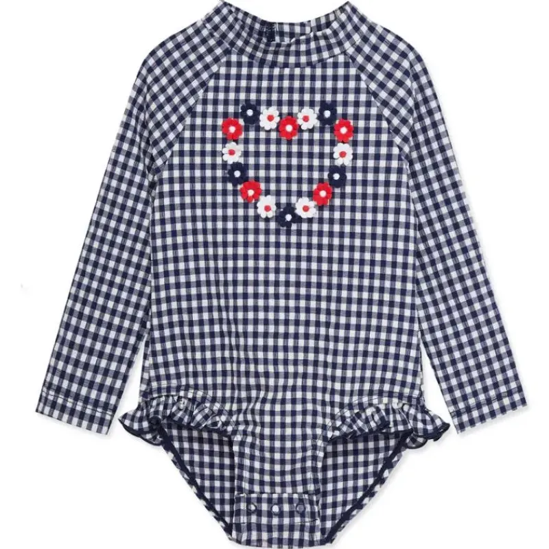 little_me__baby_girl_ging_SKUvcHbFePn_0.webp Little Me - Baby Girl Gingham 1-Piece Rashguard Swimsuit Blue New