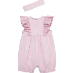 Little Me - Baby Girl Lilac Eyelet Romper & Headband Set Hot