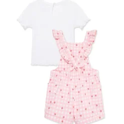 Little Me - Baby Girl Strawberry Knit Shortall Set Pink Discount