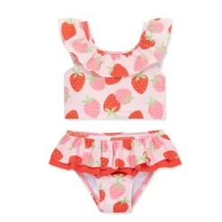 Little Me - Baby Girl Strawberry Swimsuit, Rose Hot