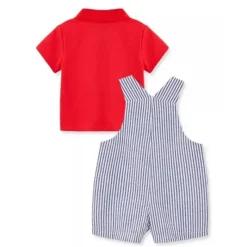 Little Me - Conjunto Baby Boy Crab Shortall, Azul/Vermelho Hot