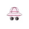 Little Me - Conjunto de 2 peças de chapéu de menina e óculos de sol em rosa/branco, 0/12M Best