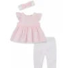 Little Me - Conjunto de ilhós de bebê menina, branco/rosa Clearance