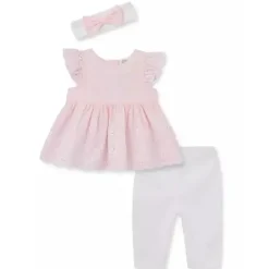Little Me - Conjunto de ilhós de bebê menina, branco/rosa Clearance