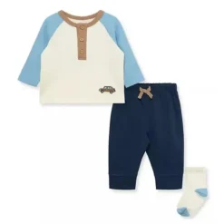 Little Me - Conjunto de joggers coloridos para bebês meninos com meias New