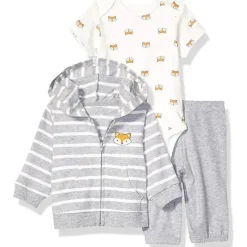 Little Me - Conjunto de Moletom Fox 3 Pc, Cinza Hot