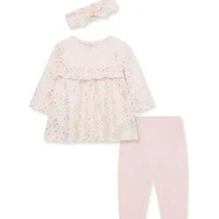 Little Me - Conjunto de túnica de malha canelada rosa coração brilhante para menina Online