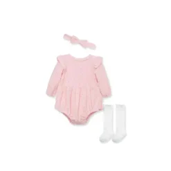 Little Me - Conjunto Shine Romper Macacão/Meias, Rosa Sale