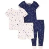 Little Me - Estrelas 4 peças de pijama de algodão, rosa multi Fashion