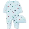 Little Me - Footie de carros coloridos, azul Hot