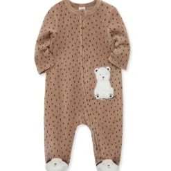 Little Me - Fuzzy Bear Footie, Marrom Fashion