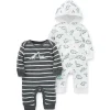 Little Me - Macacão Dinos 2 Pc, Cinza Heather Best
