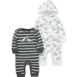Little Me - Macacão Dinos 2 Pc, Cinza Heather Best
