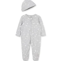 Little Me - Moon & Stars Footie, cinza Sale