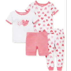 Little Me - Pijama de algodão 4 peças de corações, cinza urze Best