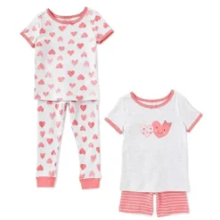 Little Me - Pijama de algodão 4 peças de corações, cinza urze Best