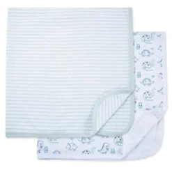 Little Me - 2Pk Baby Dino Friends Receiving Blankets Outlet