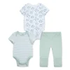 Little Me - 3Pk Dino Baby Bodysuit & Pant Set, Green Hot
