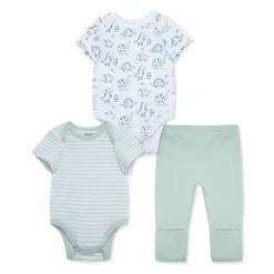 Little Me - 3Pk Dino Baby Bodysuit & Pant Set, Green Hot