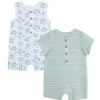 Little Me - 2Pk Dino Baby Romper Blue Best
