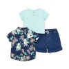 Little Me - Tropics 3 conjunto curto, azul Outlet