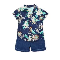 Little Me - Tropics 3 conjunto curto, azul Outlet