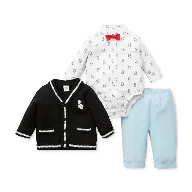 little_me_signature_luxur_SKU2KuzjF4f_5.webp Little Me Signature Luxury Collection Baby Boys Puppy Cardigan Set 3 peças, suéter, calça e gravata borboleta, azul marinho/claro Discount
