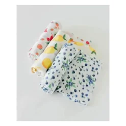 Little Unicorn - Pacote de 3 lenços de musselina de algodão, limonada de frutas vermelhas Clearance