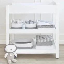 Living Textiles - Conjunto de armazenamento de corda de algodão 3Pk, cinza/branco Fashion