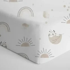 Living Textiles - Lençol de berço 100% algodão Jersey, Rainbow Sloth Sale