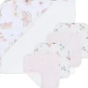 Living Textiles - Toalha com capuz para bebê, conjunto de presente de banho com 5 peças, Fly Away, rosa Hot