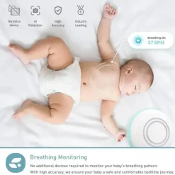 Lollipop - Monitor de bebê com câmera Wi-Fi inteligente com todos os recursos, turquesa Hot