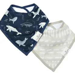 Loulou LOLLIPOP - Conjunto de babadores (musselina), baleias azuis New