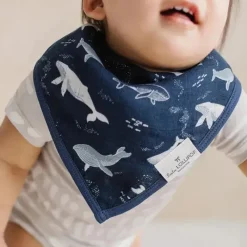 Loulou LOLLIPOP - Conjunto de babadores (musselina), baleias azuis New