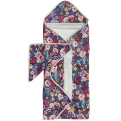 Loulou LOLLIPOP - Conjunto de toalhas com capuz, flores de campo escuro New