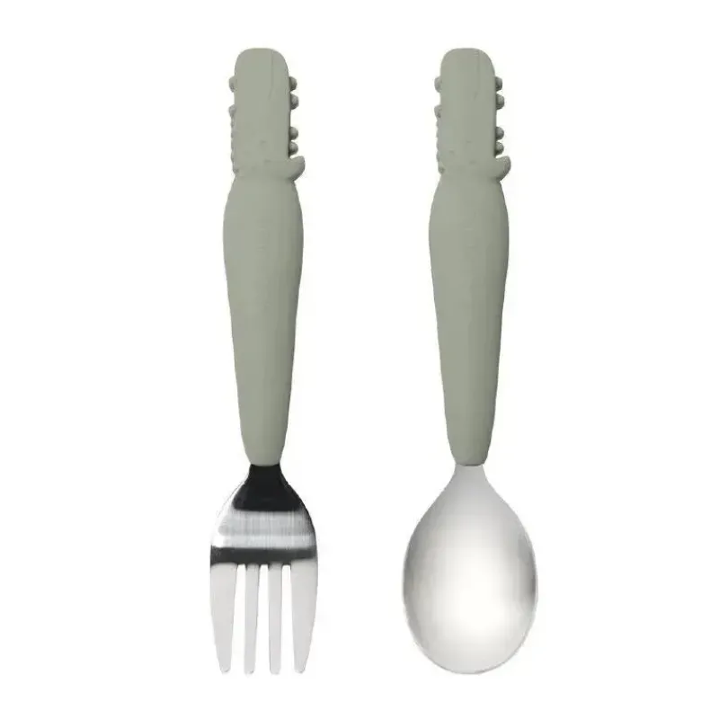 loulou_lollipop__conjunto_SKUq8gk5cPX_0.webp Loulou LOLLIPOP - Conjunto de colher/garfo para criança, jacaré/sálvia Sale