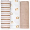 Lulujo Baby Lulujo - Cobertores de musselina Rainbows 3Pk Fashion