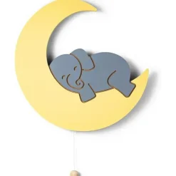 LumieWorld - Elefante iluminado Lumipets na lua, luz noturna para berçário, iluminação montada na parede Fashion